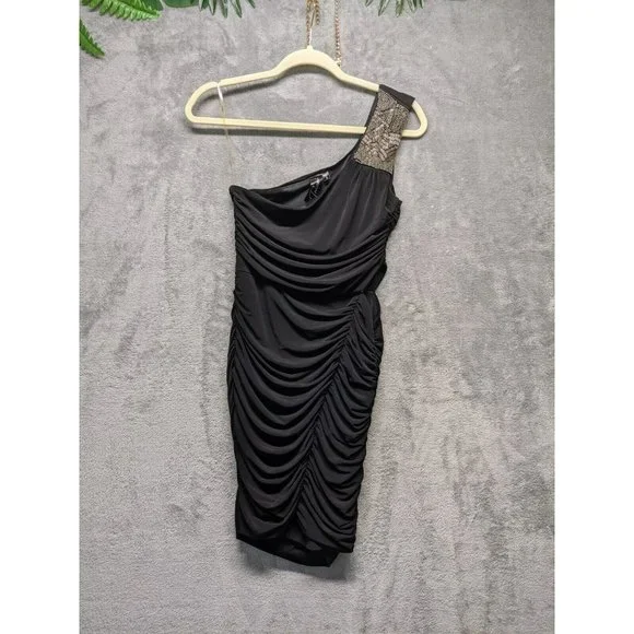 Trixxi | Dresses | Trixxi Women Oneshoulder Dress Sleeveless Bodycon Solid  Black With Beads S | Poshmark